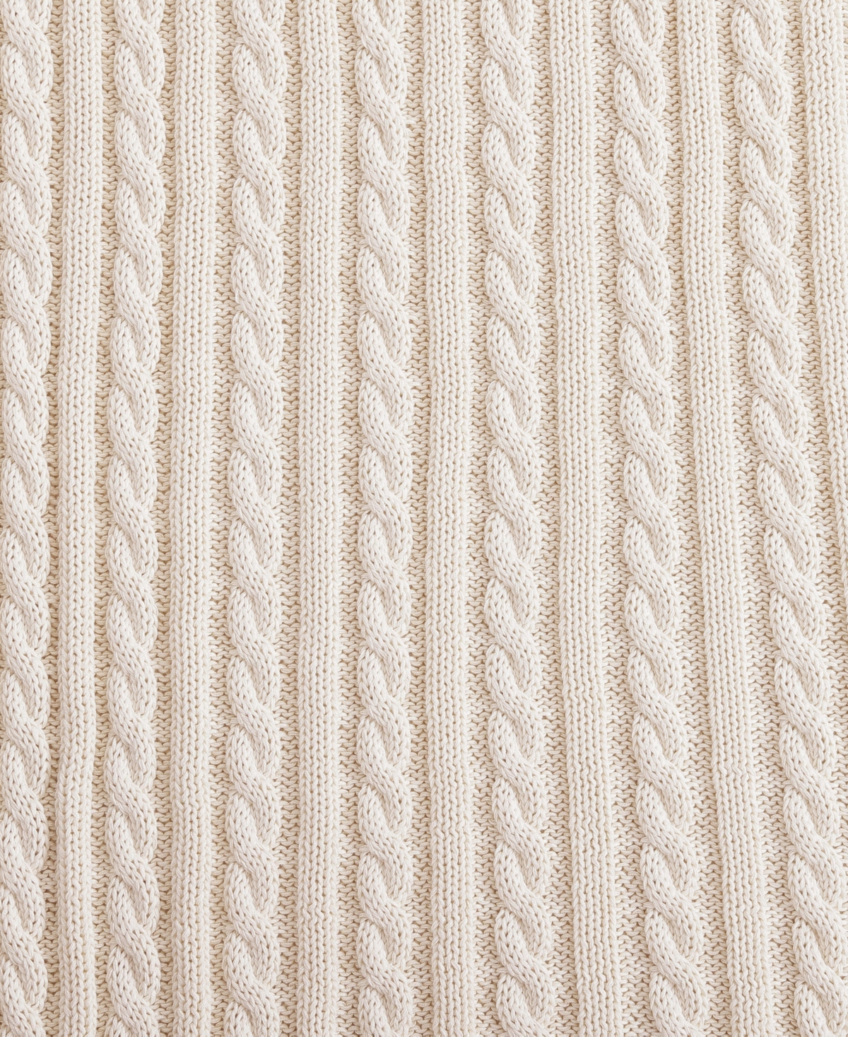 Tommy Hilfiger Solid Cotton Cable Knit Throw Blanket, 70" X 50" In Neutral