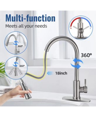 304 Stainless Steel 360° Rotation and Dual Water Modes Pull-Down Kitchen Faucet