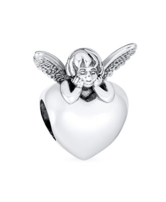 Set of 2 Fairy Angel Wings Heart & Cloud Word Dreamer Bead Charm Sterling Silver