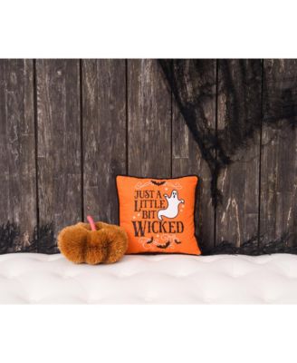 Ghost Embroidered 100% Cotton Halloween Mini Accent Throw Pillow 10" x 10"