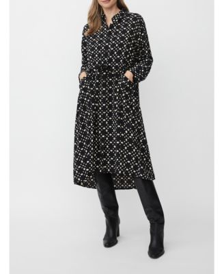 Women's MaNovany Long Sleeve Shirt Midi Dress