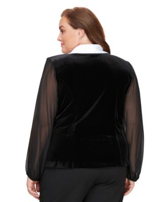 Plus Size Velvet Side Button Top
