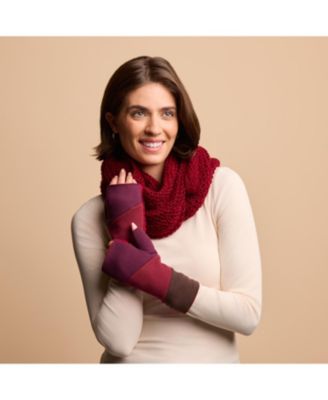 Women’s Artisan Crafted Fleece Lined Color Block Fingerless Gloves