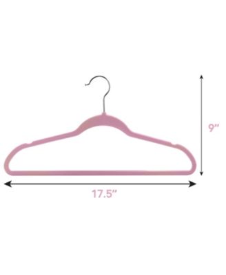 Home 50 Piece Flocked Velvet Clothes Hangers with Stainless Steel Swivel Hooks in Pink
