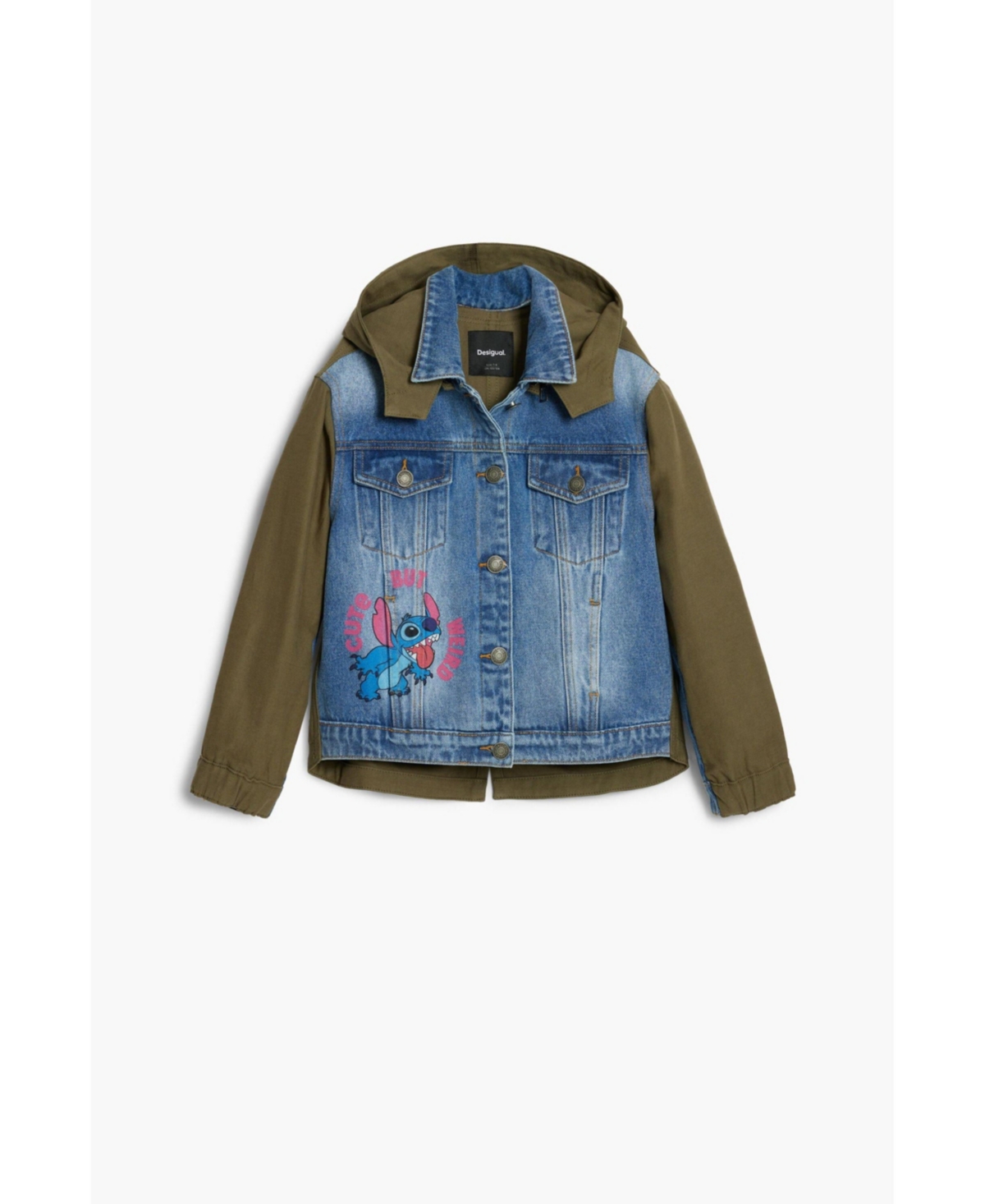 Desigual Girls's Stitch Combined Parka In Blue
