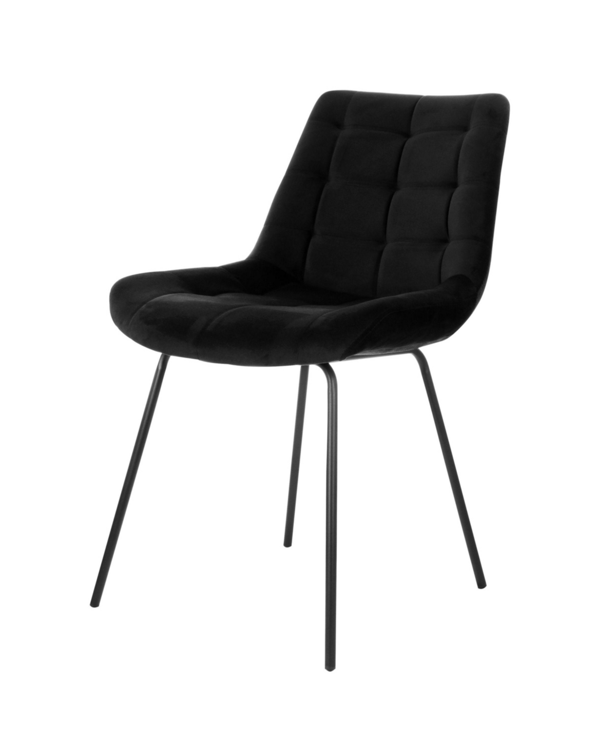 Elama 2 Piece Tufted Chair in Black with Metal Legs