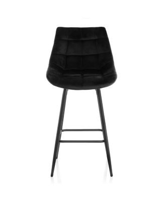2-Pc. Velvet Tufted Metal-Leg Bar Chairs