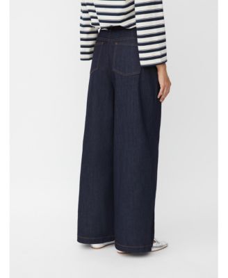 Women's Wide Leg Button Fastening Jeans