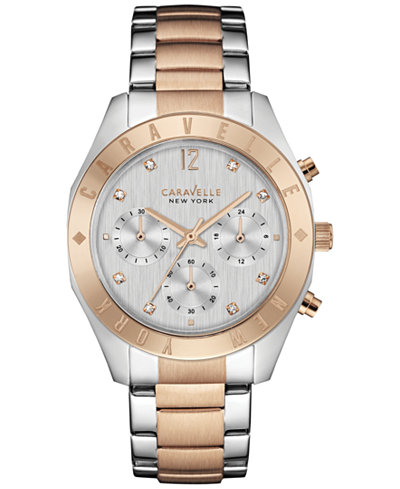 Caravelle New York by Bulova Women's Chronograph Two-Tone Stainless Steel Bracelet Watch 36mm 45L156