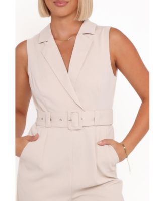 Women's Sienna Belted Jumpsuit - Beige