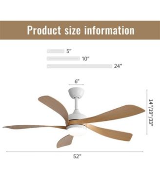 52-inch White Modern Downrod Indoor ABS 5 Blades  LED Ceiling Fan Light with Remote Control Support Six Speed Ajustable