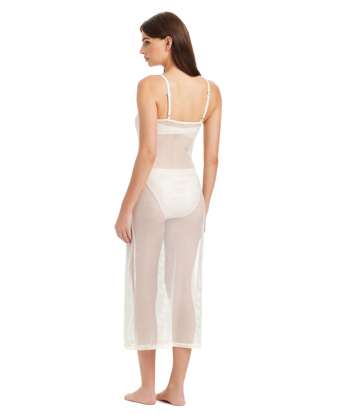 Sanctuary Metallic Net Sheer Maxi Cover-up Dress In White