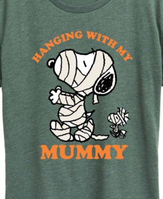 Halloween Woodstock and Snoopy Mummy Women's Short Sleeve Graphic T-shirts