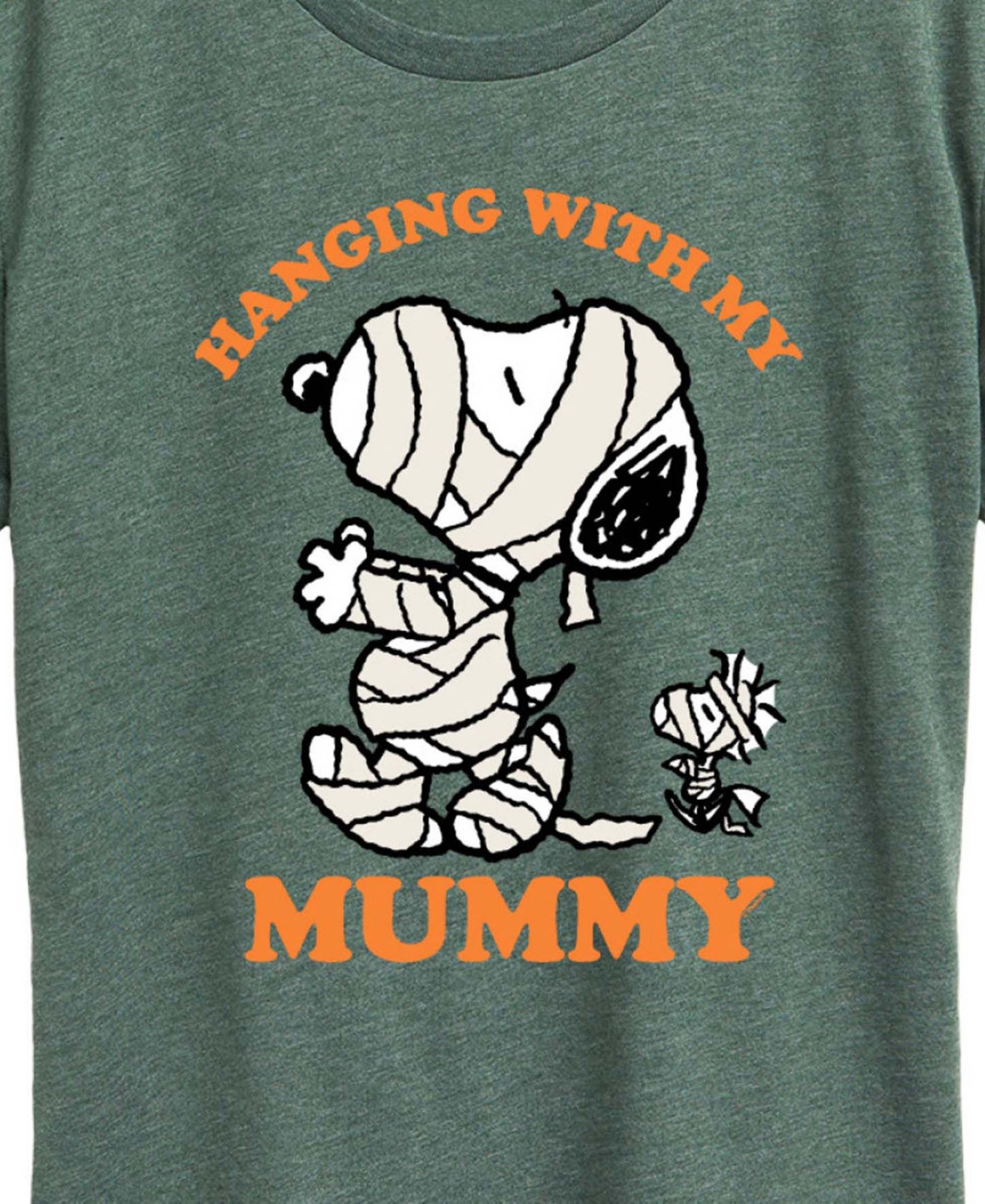 Hybrid Apparel Halloween Woodstock And Snoopy Mummy Women's Short Sleeve Graphic T-shirts In White