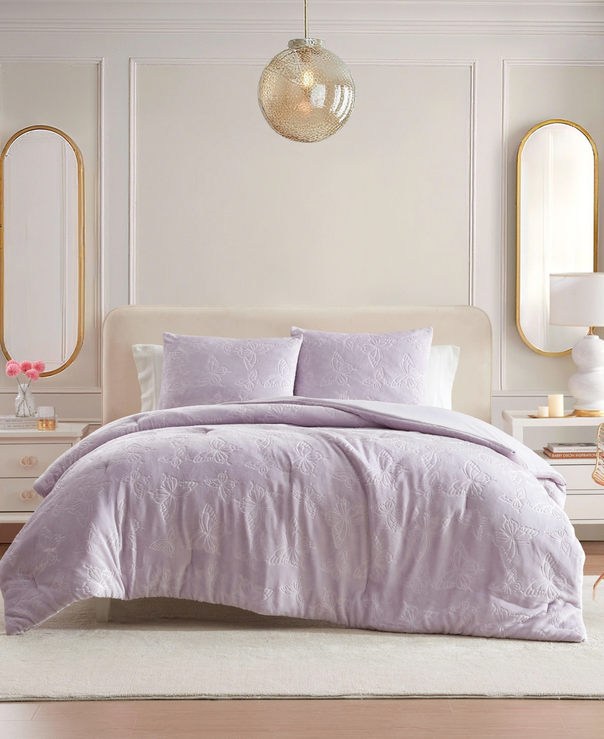 Betsey Johnson Butterfly Embossed Plush Comforter Set