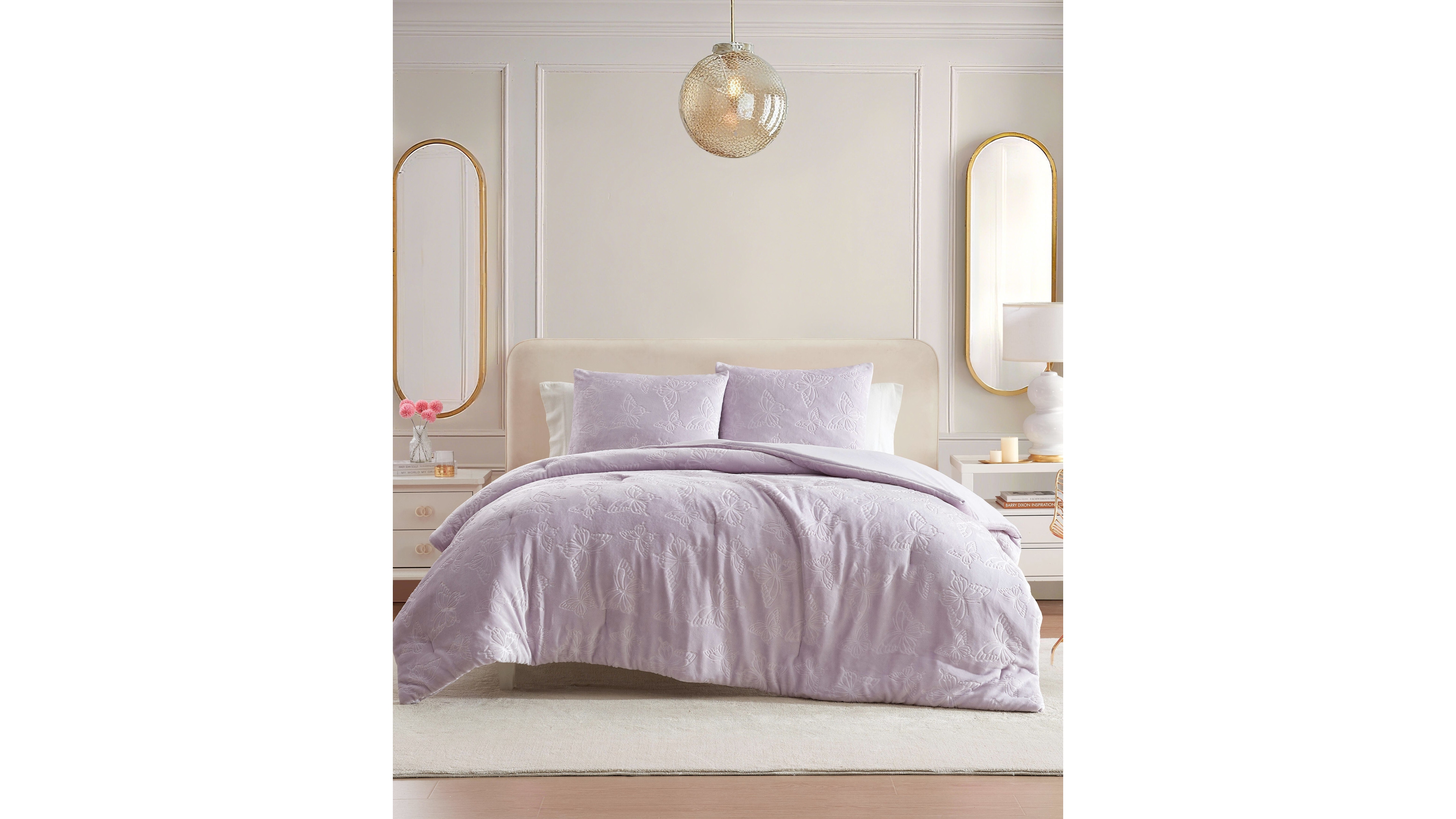 Betsey Johnson Butterfly Embossed Plush Comforter Set, Full/Queen