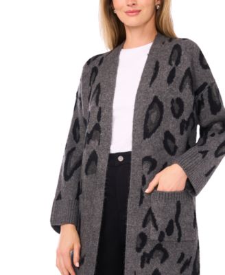 Women's Animal-Print Long-Sleeve Open Cardigan