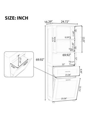 Tall Bathroom Cabinet with Laundry Basket, Tilt-Out Hamper and Upper Storage