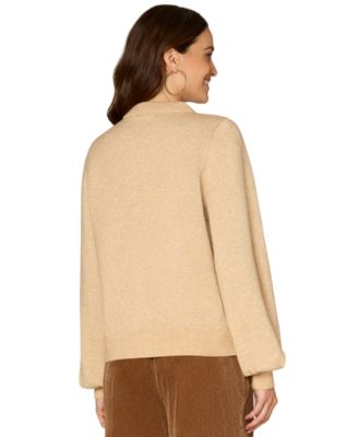 Petite Round Neck Blouson Sleeve Sweater