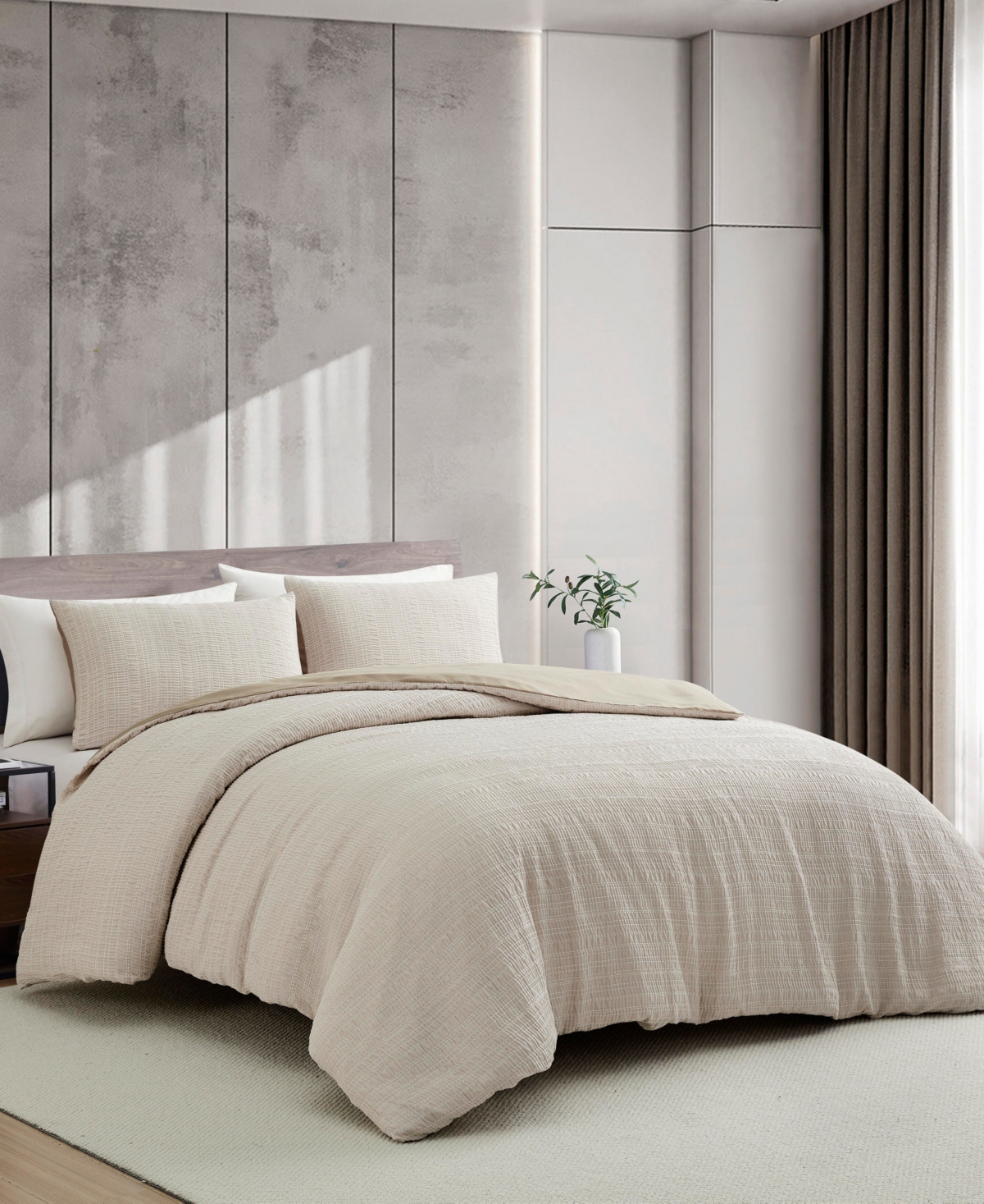 Kenneth Cole New York Stitched Gauze Jacquard 3-pc. Comforter Set, Full/queen In Neutral