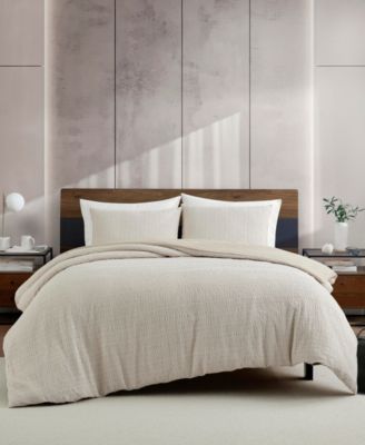 Kenneth Cole New York Stitched Gauze Jacquard Duvet Cover Set In Neutral