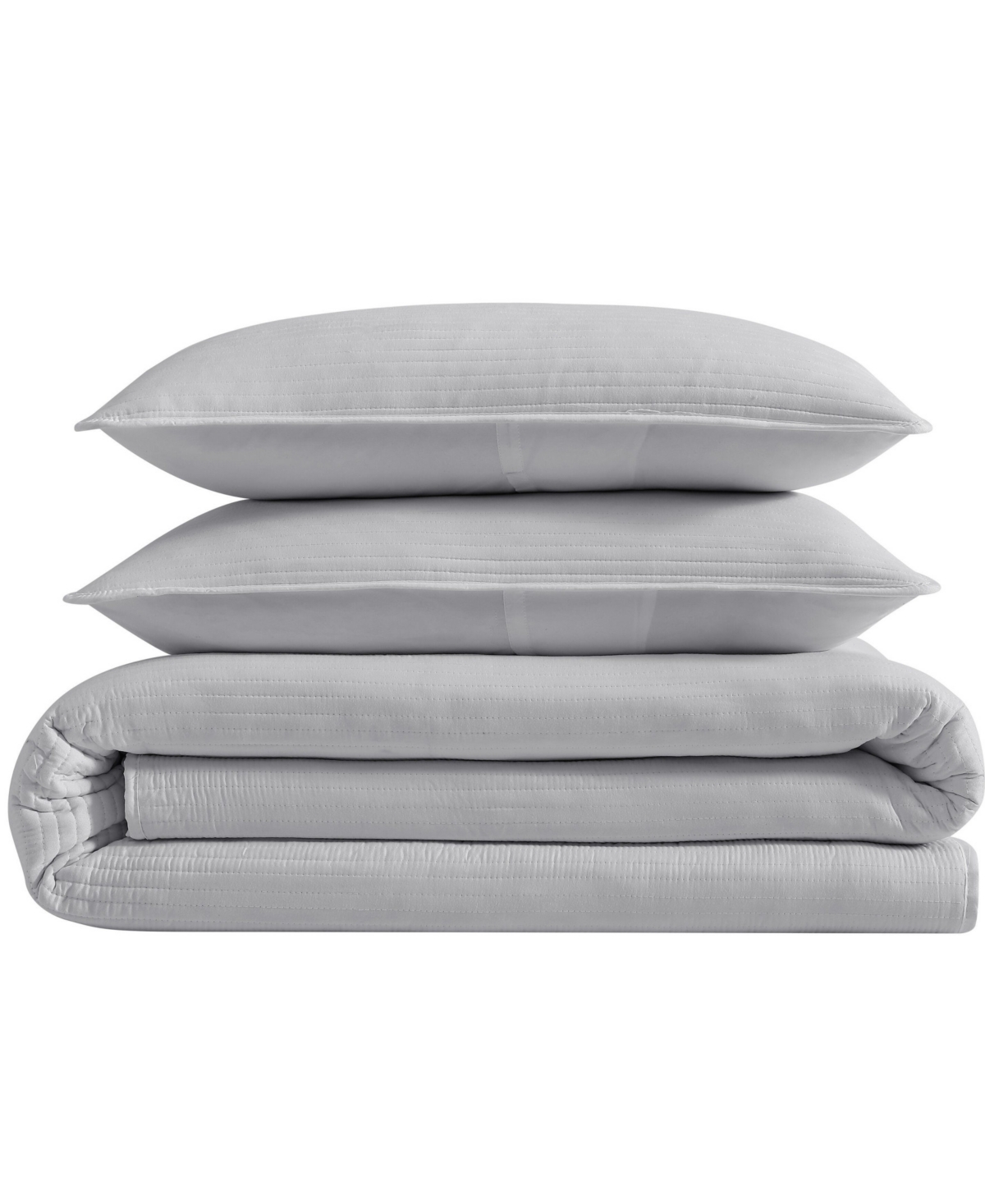 Kenneth Cole New York Solid Washed Channel Stitch 3-pc. Quilt Set, Full/queen In Gray