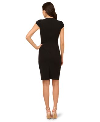 Women's Crew Neck Petal Sleeve Sheath Dress