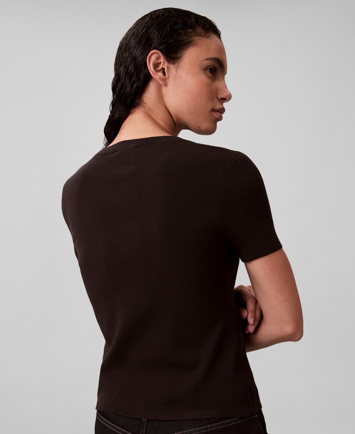 Calvin Klein Jeans Est.1978 Women's Tech Knit Slim Fit T-shirt In Black