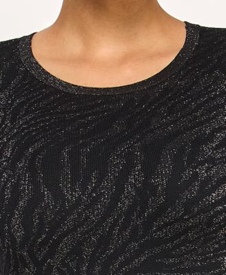 Juniors Lurex Animal Fitted Sweater Dress