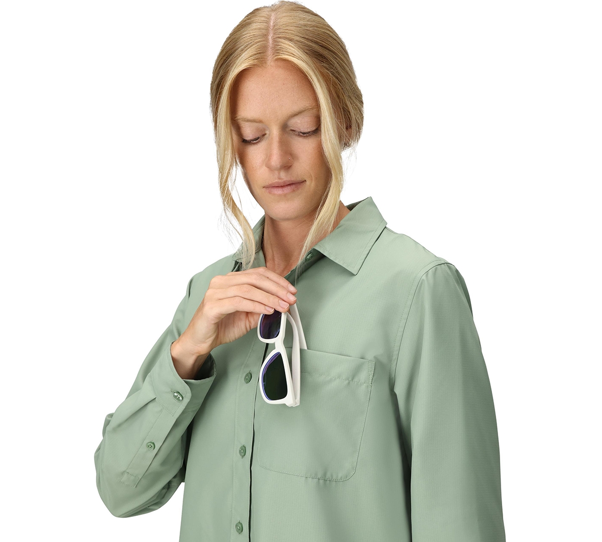 Marmot Women's Air Exchange Upf 40 Ls Classic Collar Shirt In Green