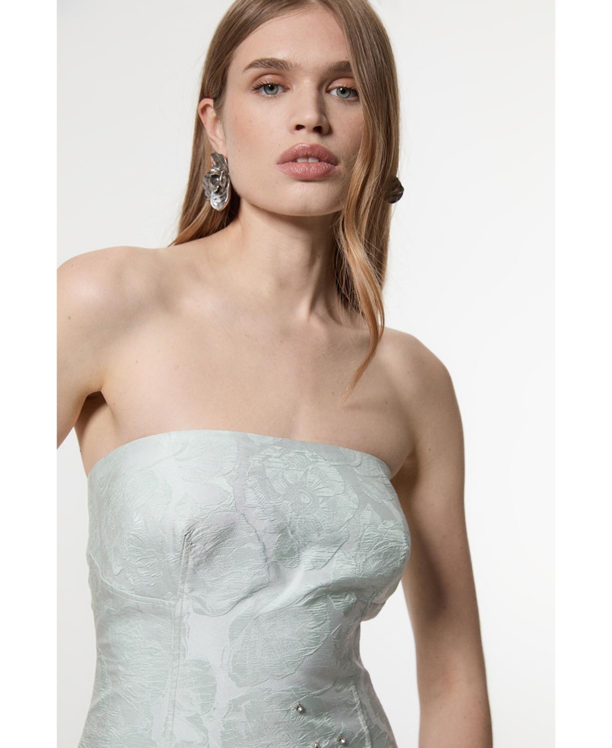 Karen Millen Crystal Embellished Strapless Midi Dress