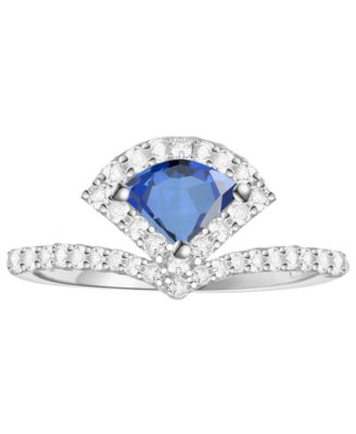 Lab-Grown Sapphire (5/8 ct. t.w.) and Lab-Grown White Sapphire (3/8 ct. t.w.) Ring in Sterling Silver