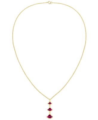 Lab-Grown Ruby Pendant Necklace (1-1/5 ct. t.w.) in 14k Gold Over Sterling Silver (Also Available in Emerald & Sapphire)