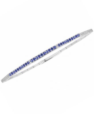 Macy's - Lab-Grown Sapphire (1/2 ct. t.w.) and Lab-Grown White Sapphire (1/3 ct. t.w.) Bangle in Sterling Silver