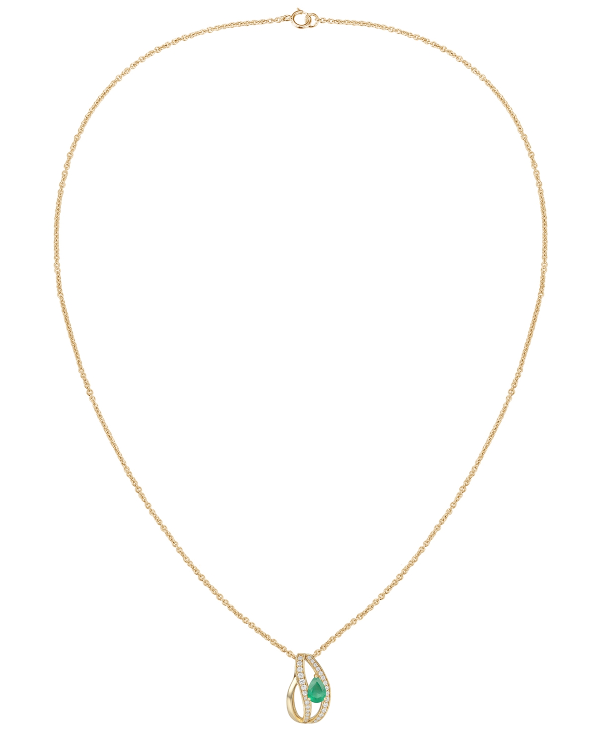 Macy's Emerald (5/8 ct. t.w.) and Diamond (1/4 Pendant Necklace 14K Gold (also White Sapphire & Ruby)