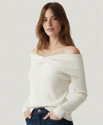 Soft by Women's Twist Front Off The Shoulder Cashmere Sweater