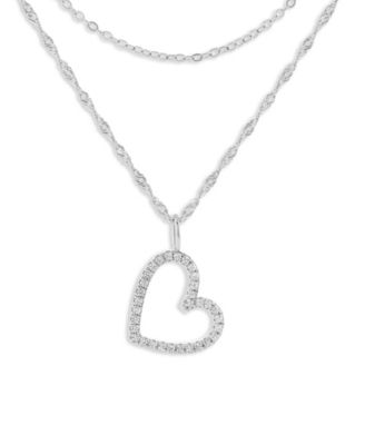 Cubic Zirconia Sterling Silver Open Heart Pendant Necklace, Macy's Exclusive