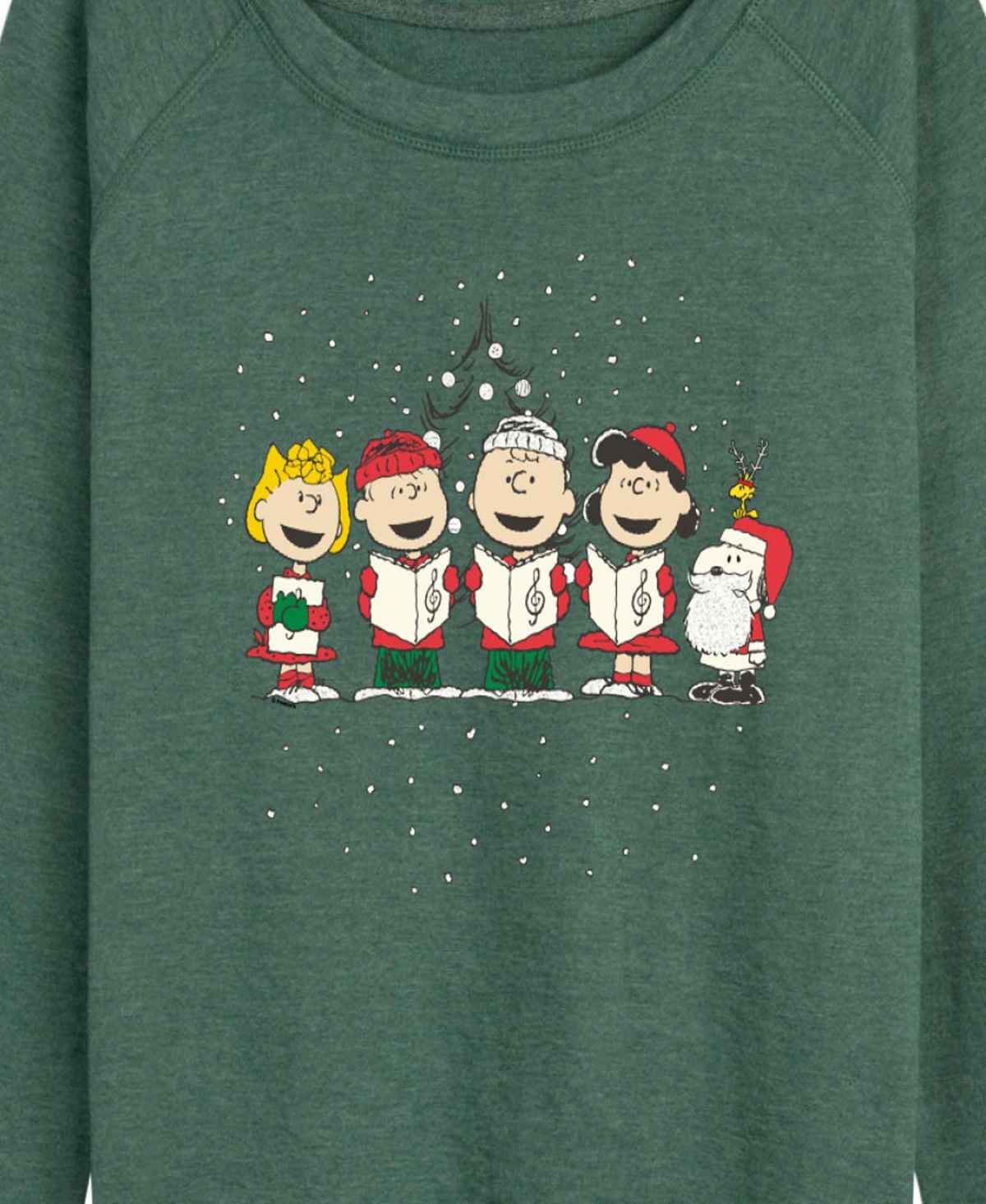 Hybrid Apparel Peanuts Gang Christmas Caroling Women's French Terry Long Sleeve Shirt