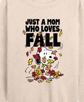 Plus Size Snoopy Mom Who Loves Fall French Terry Long Sleeve T-Shirt