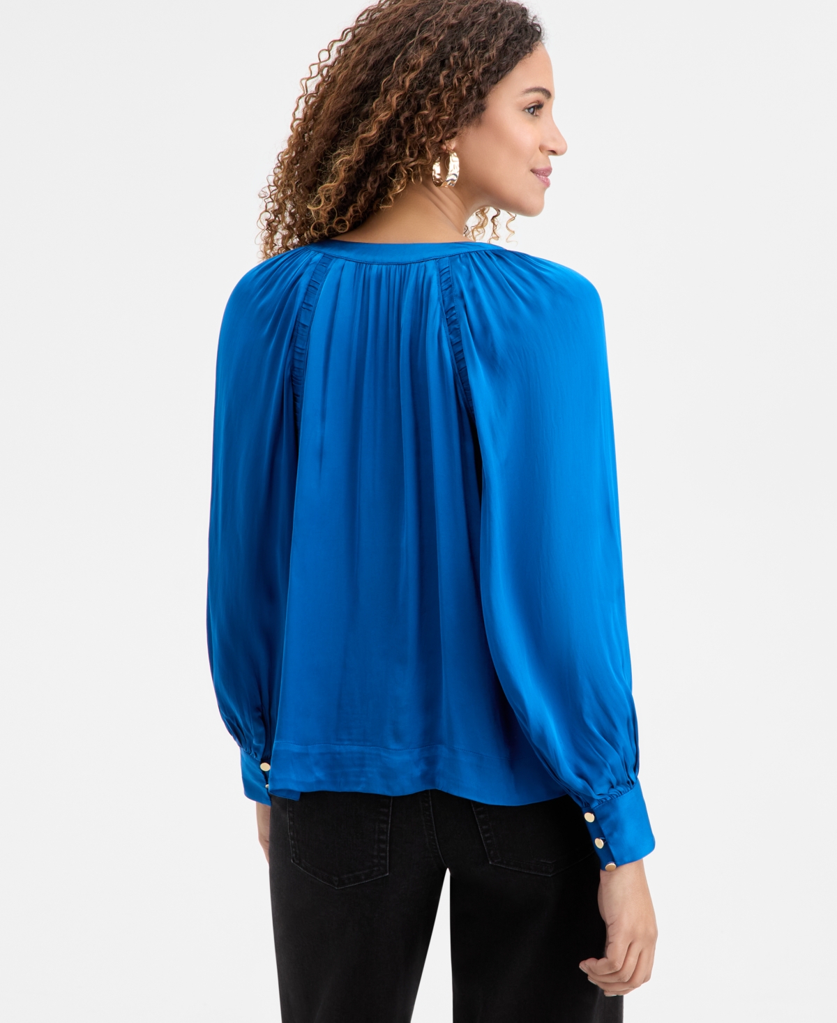 I.n.c. International Concepts Women's Tie-Neck Puff-Sleeve Blouse, Macy's Exclusive