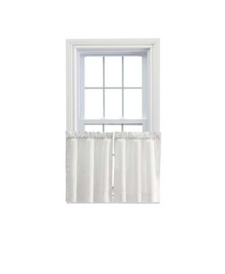 Ellis Stacey 1.5" Rod Pocket High Quality Fabric Solid Color Window Tailored Tier Pair 56"x24" Ice Cream