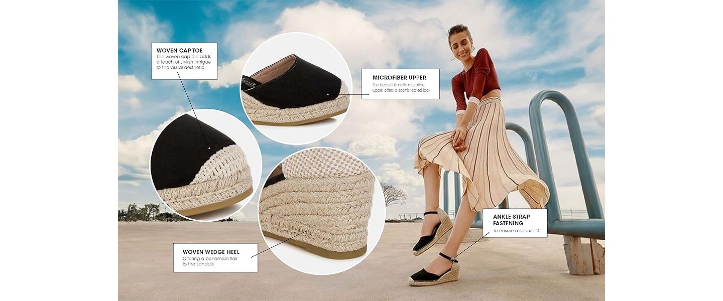 Женские сандалии London Rag Paryor Microfiber Espadrilles, цвет: Чёрный — фото 6
