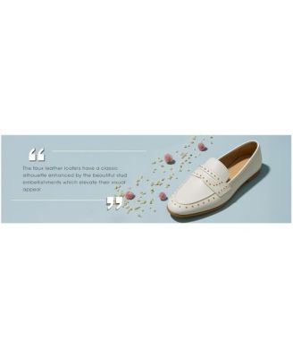 Womens Dorlina Studded Faux Leather Loafers