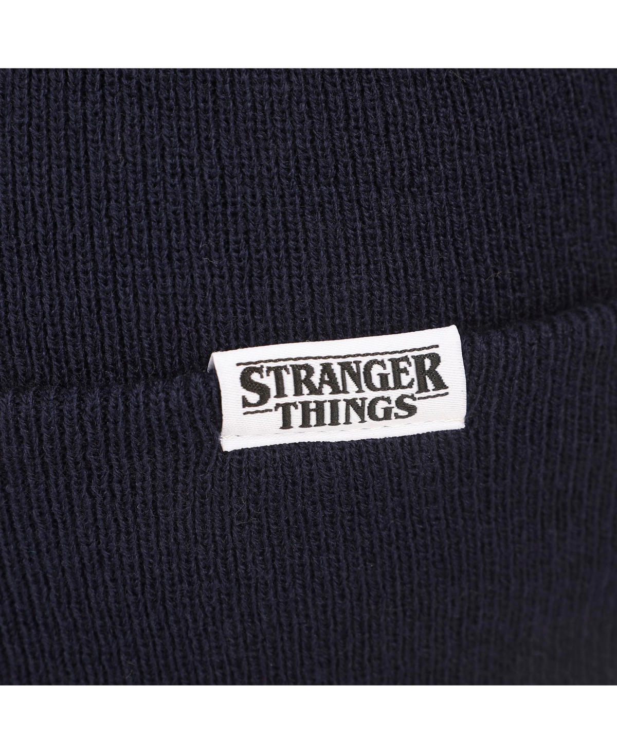 Stranger Things Men's Wsqk Embroidery Navy Acrylic Yarn Standard Cuff Beanie
