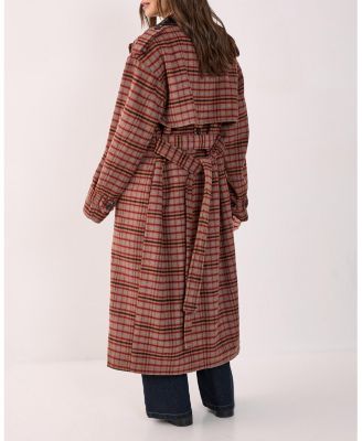 Women's Check Vinyl Collar Trench Coat