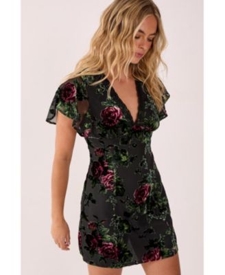 Women's Lace Trim Cut Out Mini Dress