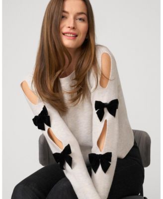 Bow & Cut Out Sleeve Sweater