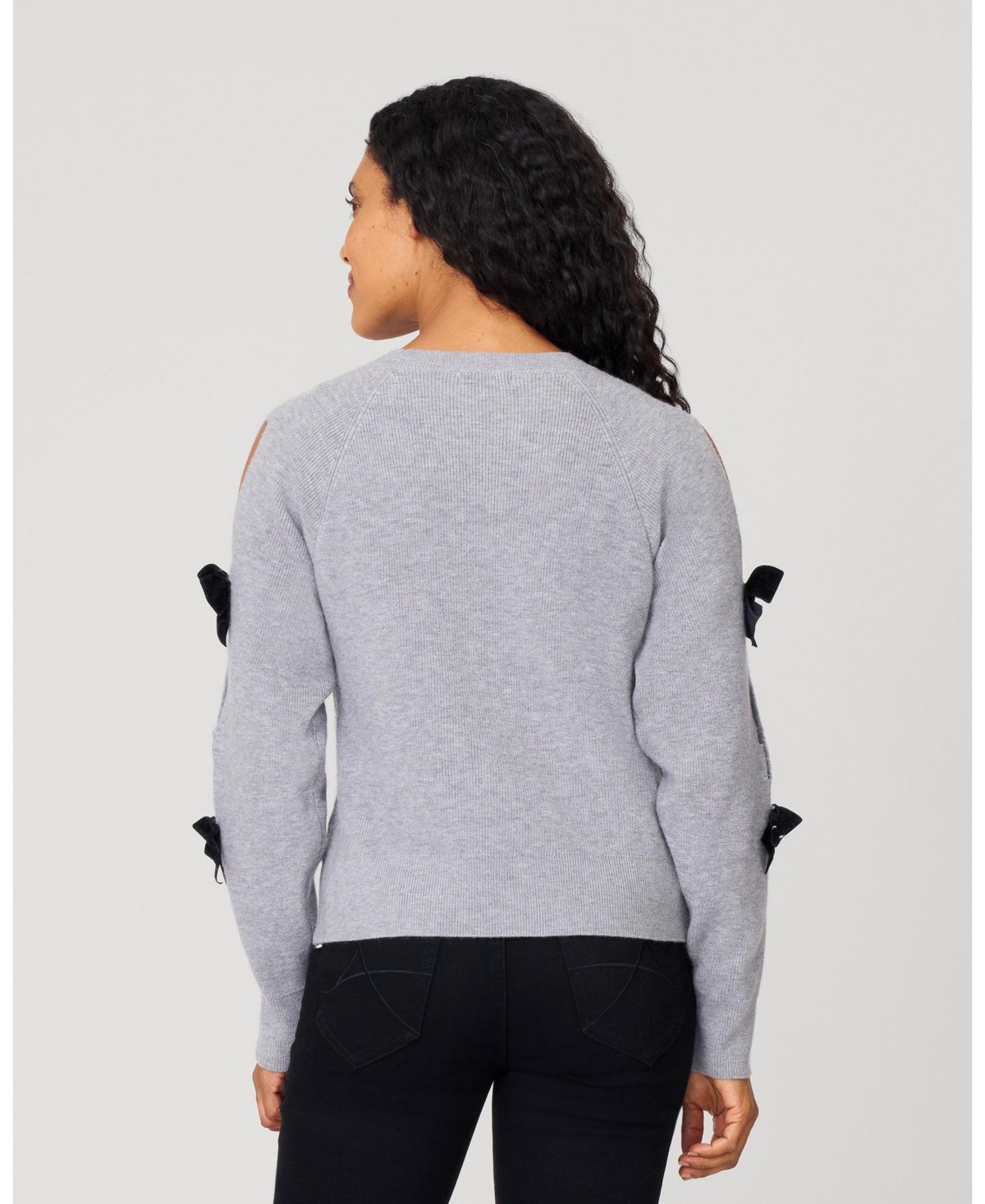 Cable & Gauge Bow Cut Out Sleeve Sweater