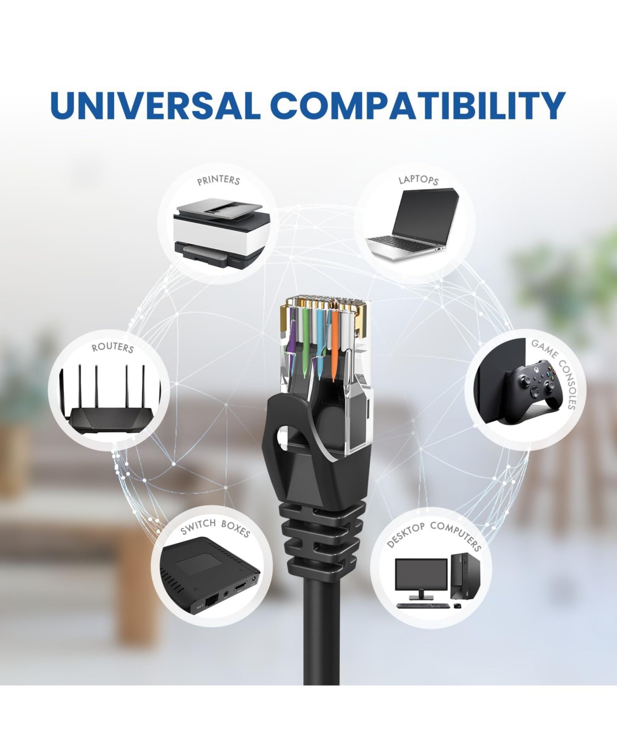 Ultra Clarity Cables Cat 6 Ethernet Cable 2 Pack High Speed Internet Network Patch Lan Cable for Router Modem PS4 PS5