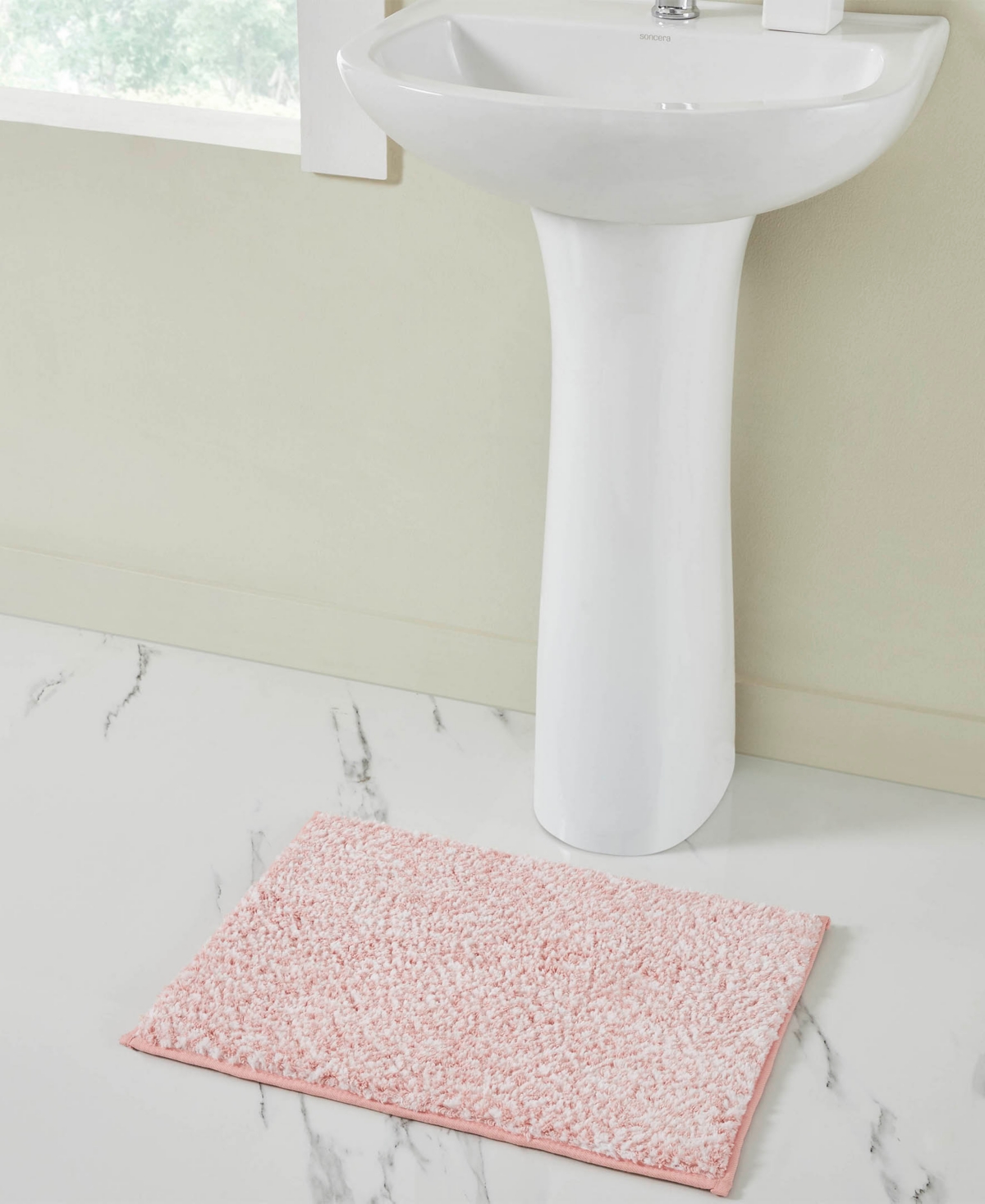 Vcny Home Heathered Memory Foam Bath Rug, 17" X 24" In Pink